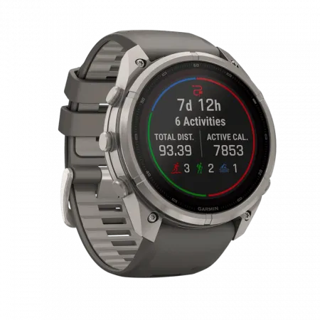 Смарт-годинник Garmin Fenix 9 Pro - inReach, Solar, 51мм Titanium з Pebble Grey темно-сірим силіконовим ремінцем