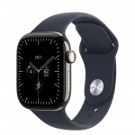 Apple Watch Series 12 GPS + LTE 42mm Natural Titanium Case with Navy Blue Sport Band - M/L (MJGG4)