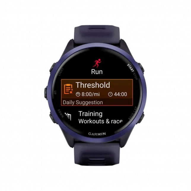 Смарт-годинник Garmin Forerunner 570 47мм Indigo Aluminum з Translucent Whitestone/Turquoise блакитним силіконовим ремінцем