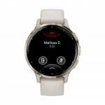 Смарт-годинник Garmin Venu 3S Soft Gold Stainless Steel Bezel з Ivory білим корпусом та силіконовим ремінцем