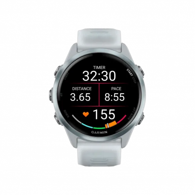 Смарт-годинник Garmin Forerunner 570 42мм Cloud Blue Aluminum з Translucent Whitestone/Cloud Blue білим силіконовим ремінцем