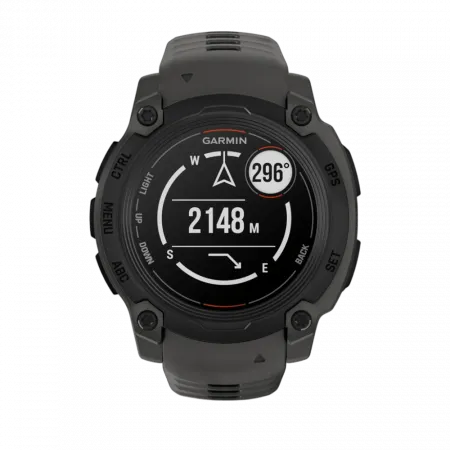Смарт-годинник Garmin Instinct E 40 мм Black чорний з Charcoal коричневим силіконовим ремінцем