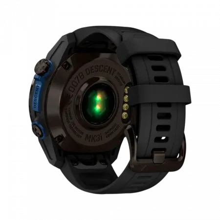Смарт-годинник Garmin Descent Mk3i 43 мм Carbon Grey DLC Titanium з чорним силіконовим ремінцем
