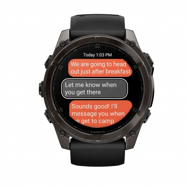 Смарт-годинник Garmin Fenix 8 51мм, AMOLED Sapphire, Carbon Grey DLC Titanium з Black/Pebble Grey чорним силіконовим ремінцем