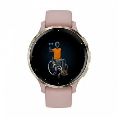 Смарт-годинник Garmin Venu 3S Soft Gold Stainless Steel Bezel з Dust Rose рожевим корпусом та силіконовим ремінцем