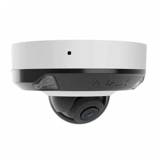 IP-Камера дротова Ajax DomeCam Mini HL white, 5мп, 2.8мм, гібридне підсвічування IR 15м, білий Led 15м, Poe, True WDR, IP 65, ІЧ 15м, аудіо, кут огляду 100° до 110°, міні купольна, біла