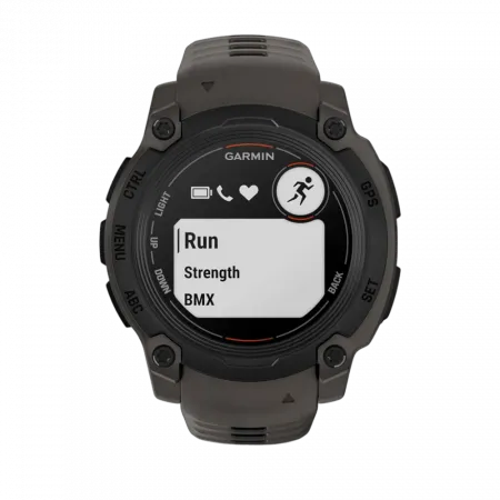 Смарт-годинник Garmin Instinct E 40 мм Black чорний з Charcoal коричневим силіконовим ремінцем