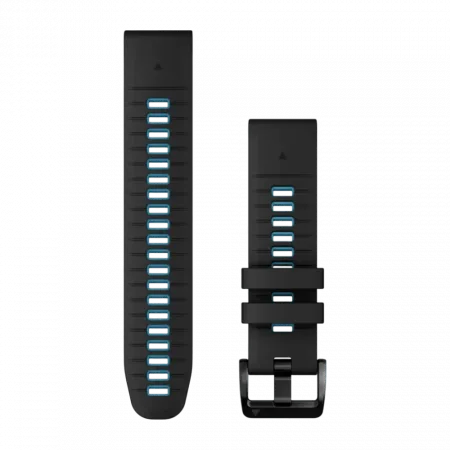  Ремінець QuickFit 22 мм, Black/Cirrus Blue чорний/блакитний силіконовий