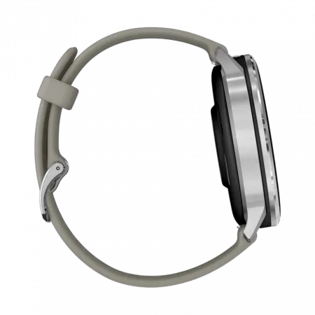 Смарт-годинник Garmin Venu 4 Silver з Silver Gray сірим силіконовим ремінцем