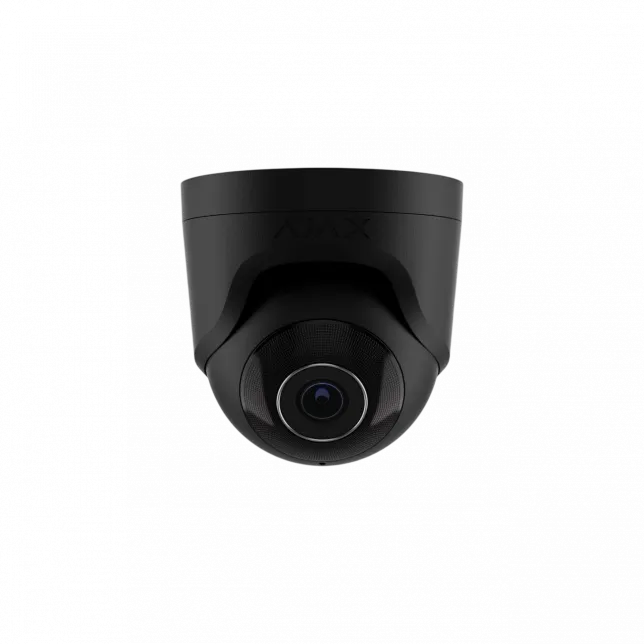 IP-Камера дротова Ajax TurretCam, 8мп, 2.8мм, Poe, True WDR, IP 65, ІЧ 35м, аудіо, кут огляду 100° до 110°, купольна, чорна