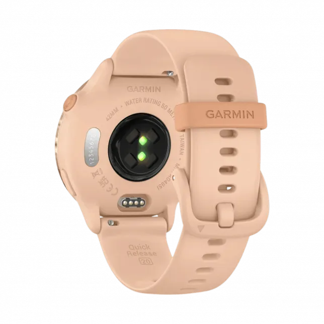 Смарт-годинник Garmin Vivoactive 6 Metallic Pink Dawn з Pink Dawn рожевим силіконовим ремінцем
