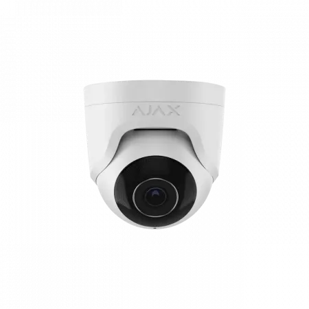 IP-Камера дротова Ajax TurretCam, 8мп, 2.8мм, Poe, True WDR, IP 65, ІЧ 35м, аудіо, кут огляду 100° до 110°, купольна, біла