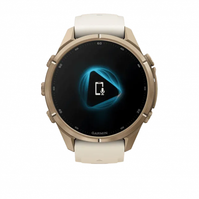 Смарт-годинник Garmin Fenix 9 Pro 43мм, Autumn Gold Titanium з Cream/French Grey бежевим силіконовим ремінцем