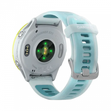 Смарт-годинник Garmin Forerunner 570 47мм Amp Yellow Aluminum з Translucent Whitestone/Turquoise блакитним силіконовим ремінцем