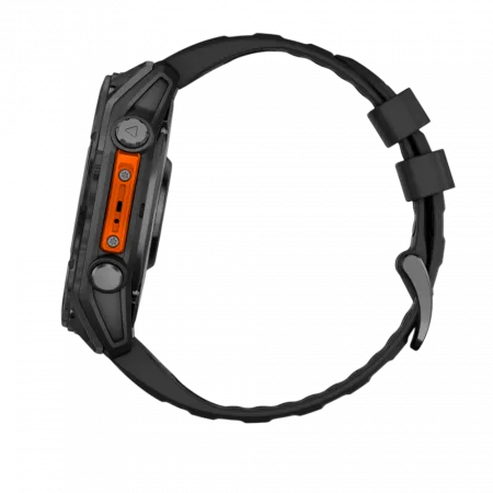 Смарт-годинник Garmin Fenix 8 51мм, AMOLED Slate Gray з Black чорним силіконовим ремінцем