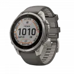 Смарт-годинник Garmin Fenix 9 Pro - inReach, Solar, 47мм Titanium з Pebble Grey темно-сірим силіконовим ремінцем