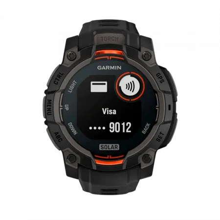 Смарт-годинник Garmin Instinct 3 45 мм, Solar Black чорний з Black чорним силіконовим ремінцем