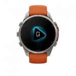 Смарт-годинник Garmin Fenix 9 Pro - inReach, 47мм Titanium з Autumn Orange/Spark Orange помаранчевим силіконовим ремінцем