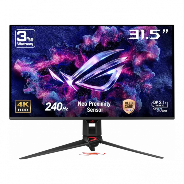 Монітор Asus 31.5" ROG Swift PG32UCDMR 2xHDMI, DP, USB-C, 3xUSB, QD-OLED, 3840x2160, 240Hz, 0.03ms, DCI-P3 99%, G-SYNC, FreeSync, HAS, HDR400