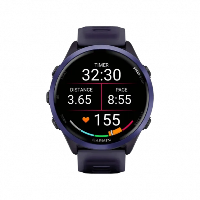 Смарт-годинник Garmin Forerunner 570 47мм Indigo Aluminum з Translucent Whitestone/Turquoise блакитним силіконовим ремінцем