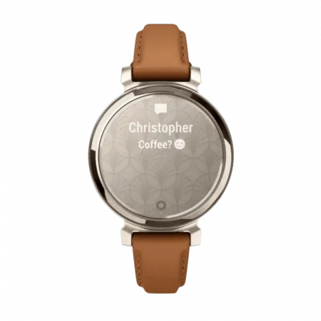 Смарт-годинник Garmin Lily 2 Classic Cream Gold з Tan коричневим шкіряним ремінцем