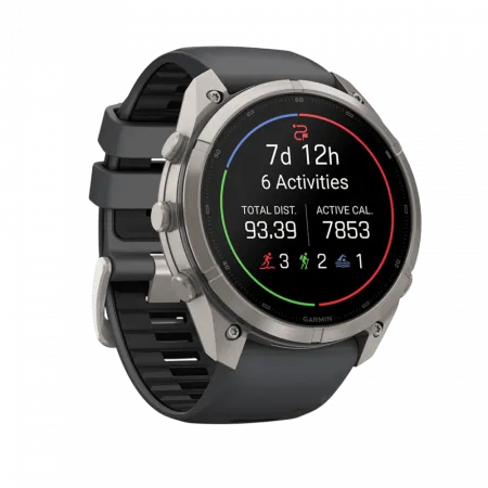 Смарт-годинник Garmin Fenix 9 Pro 51мм, Titanium з Graphite/Black темно-сірим/чорним силіконовим ремінцем
