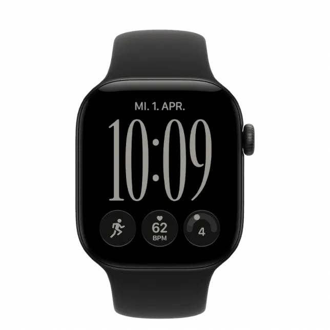 Apple Watch Series 12 GPS 42mm Black Aluminum Case with Black Sport Band M/L (MJEC4)