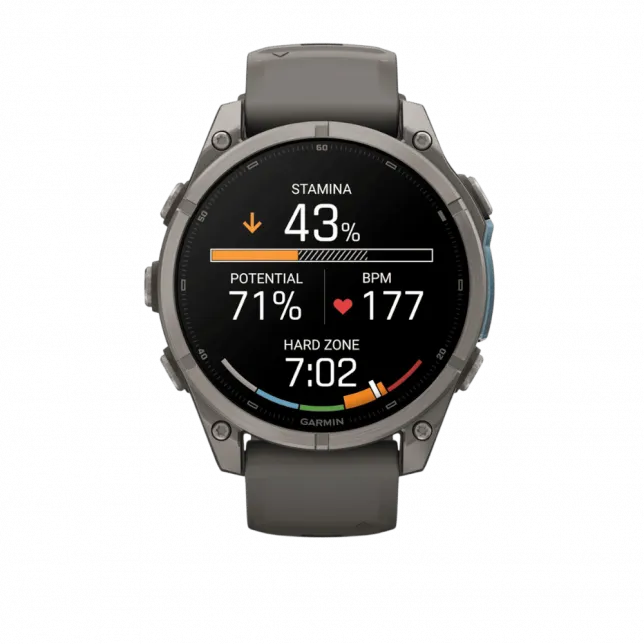 Смарт-годинник Garmin Fenix 9 47мм, Titanium з Pebble Gray темно-сірим силіконовим ремінцем