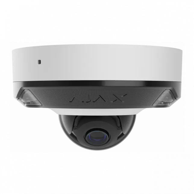IP-Камера дротова Ajax DomeCam Mini HL white, 8мп, 2.8мм, гібридне підсвічування IR 15м, білий Led 15м, Poe, True WDR, IP 65, ІЧ 15м, аудіо, кут огляду 100° до 110°, міні купольна, біла