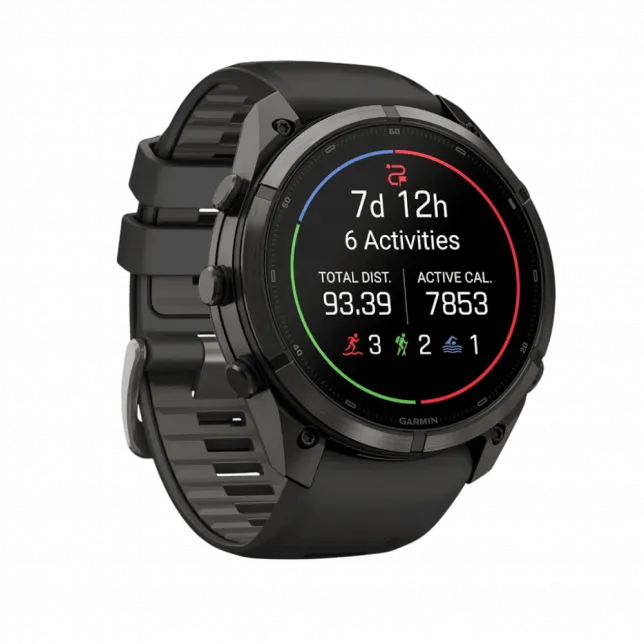 Смарт-годинник Garmin Fenix 9 Pro - inReach, 51мм Carbon Gray DLC Titanium з Black/Pebble Grey чорним/темно-сірим силіконовим ремінцем