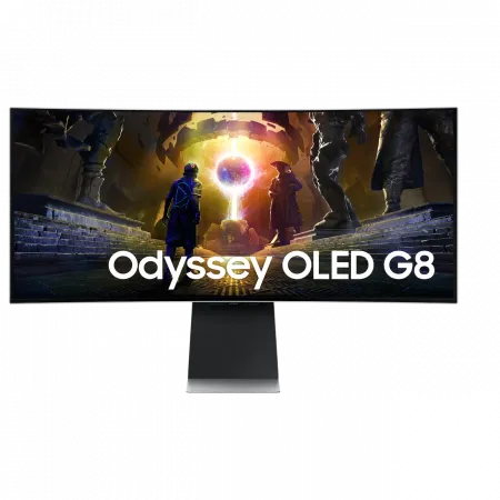 Монітор Samsung 34" Odyssey OLED G85S HDMI, DP, USB, Bluetooth, MM, OLED, 3440x1440, 0.3ms, HAS, FreeSync Premium Pro, CURVED