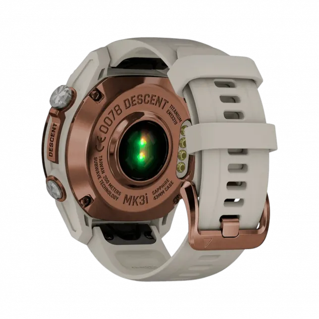Смарт-годинник Garmin Descent Mk3i 43 мм Bronze PVD Titanium з French Grey сірим силіконовим ремінцем