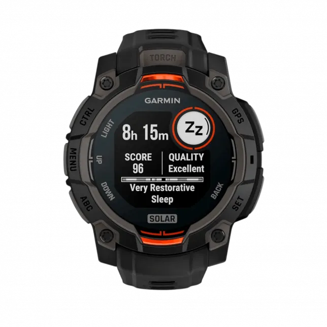 Смарт-годинник Garmin Instinct 3 45 мм, Solar Black чорний з Black чорним силіконовим ремінцем