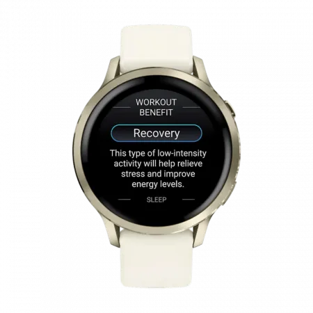 Смарт-годинник Garmin Venu 4 41 мм Lunar Gold з Bone світло-бежевим силіконовим ремінцем
