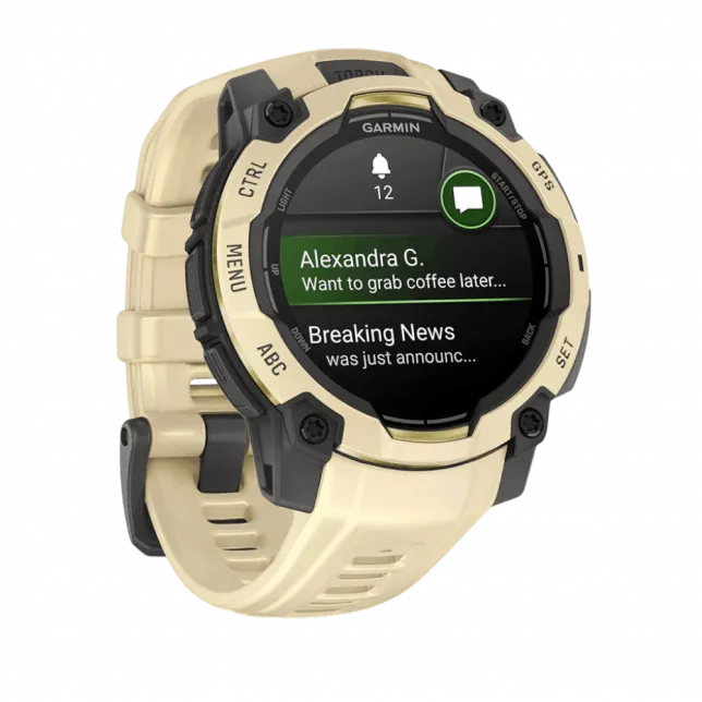 Смарт-годинник Garmin Instinct 3 45 мм, AMOLED Citrine бежевий з Citrine бежевим силіконовим ремінцем