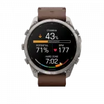 Смарт-годинник Garmin Fenix 9 Pro - inReach, 51мм Titanium з Walnut коричневим шкіряним ремінцем