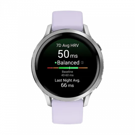Смарт-годинник Garmin Venu 4 41 мм Silver з Periwinkle бузковим силіконовим ремінцем