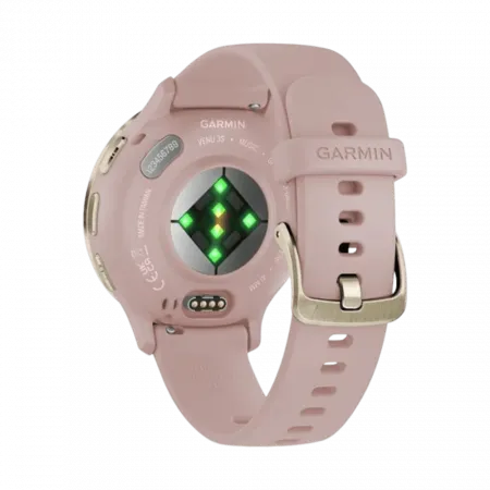 Смарт-годинник Garmin Venu 3S Soft Gold Stainless Steel Bezel з Dust Rose рожевим корпусом та силіконовим ремінцем