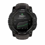 Смарт-годинник Garmin Instinct 3 50 мм, AMOLED Black чорний з Charcoal коричневим силіконовим ремінцем