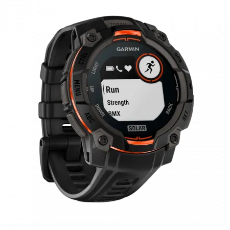 Смарт-годинник Garmin Instinct 3 45 мм, Solar Black чорний з Black чорним силіконовим ремінцем