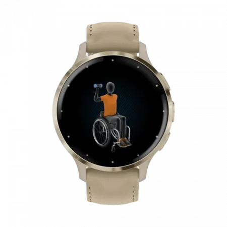 Смарт-годинник Garmin Venu 3S Soft Gold Stainless Steel Bezel з French Gray сірим корпусом та шкіряним ремінцем