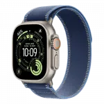 Apple Watch Ultra 3 GPS + LTE, 49mm Natural Titanium Case with Blue/Bright Blue Trail Loop - S/M