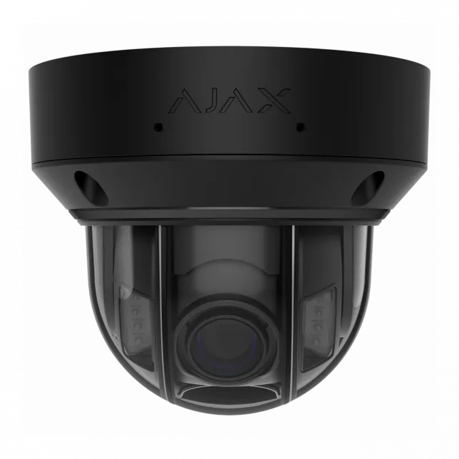 IP-камера дротова Ajax DomeCam HLVF 5 MP Black, 2.8–12 мм, PoE, True WDR, IP65, ІЧ 40 м, LED 25 м, аудіо, кут огляду 32° до 100°, чорна, 126284.214.BL1