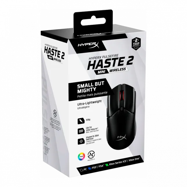 Миша HyperX Pulsefire Haste 2 mini, RGB, USB-A/WL/BT, чорний