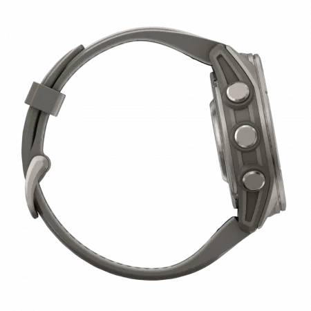 Смарт-годинник Garmin Fenix 9 43мм, Titanium з Pebble Gray темно-сірим силіконовим ремінцем