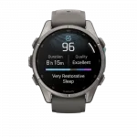 Смарт-годинник Garmin Fenix 9 43мм, Titanium з Pebble Gray темно-сірим силіконовим ремінцем