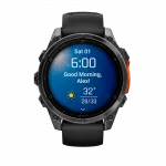 Смарт-годинник Garmin Fenix 8 47мм, AMOLED Slate Gray з Black чорним силіконовим ремінцем