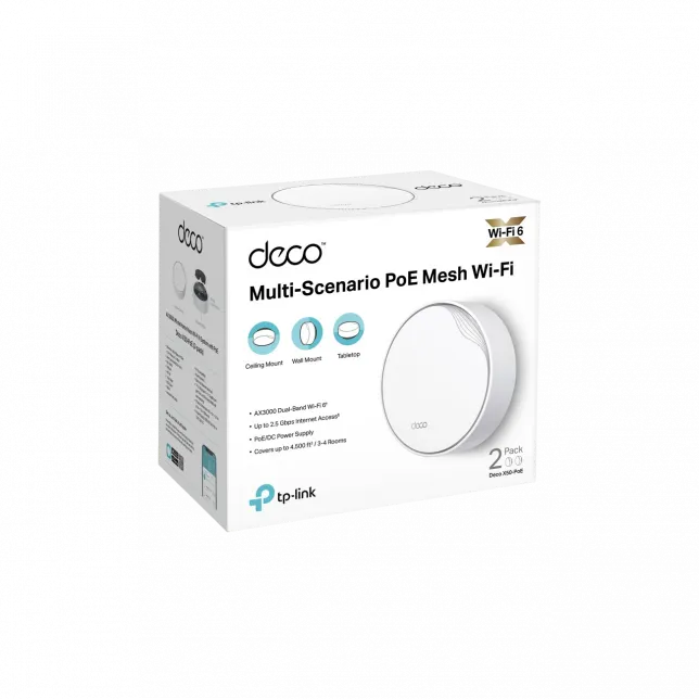 Система WiFi-Mesh TP-LINK Deco X50 AX3000, 1xGE LAN/WAN, 1x2,5GE LAN/WAN, 2мод, PoE