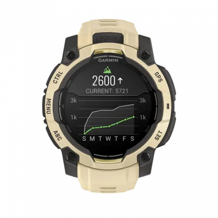Смарт-годинник Garmin Instinct 3 45 мм, AMOLED Citrine бежевий з Citrine бежевим силіконовим ремінцем