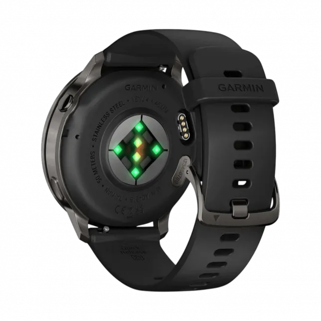 Смарт-годинник Garmin Venu 4 45 мм Slate з Black чорним силіконовим ремінцем